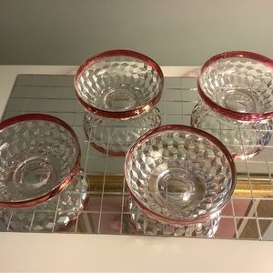 Set of 4 vintage, Ruby red, dessert bowls